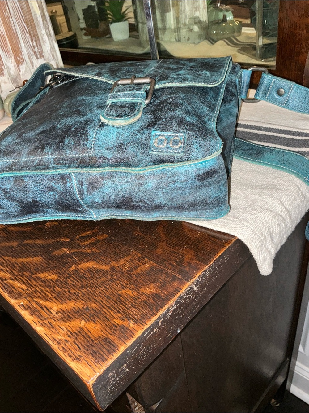 NWOT Bed Stu Leather Venice Beach Crossbody Bag Betta Blue Black Luxe MSRP $240 - Picture 8 of 12